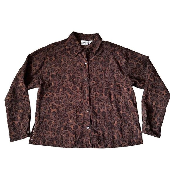 Chico’s Design leopard Print long sleeve button down blouse - Picture 1 of 7